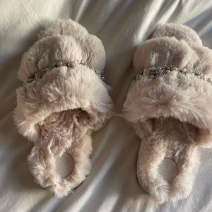 Anthropologie plush beaded slippers